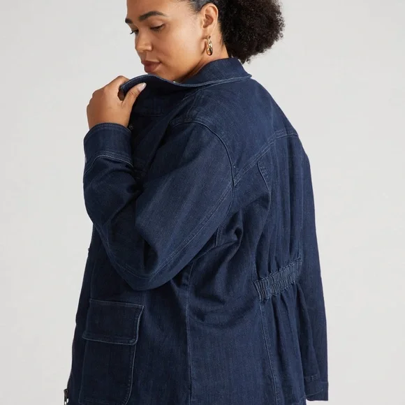 Universal Standard Denim Utility Jacket Indigo Blue Women Sz XL Heavy Duty - Picture 2 of 12